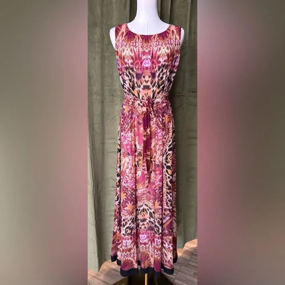Jean Paul Gaultier  FuzziVibrant Pink and Orange Maxi Dress, M